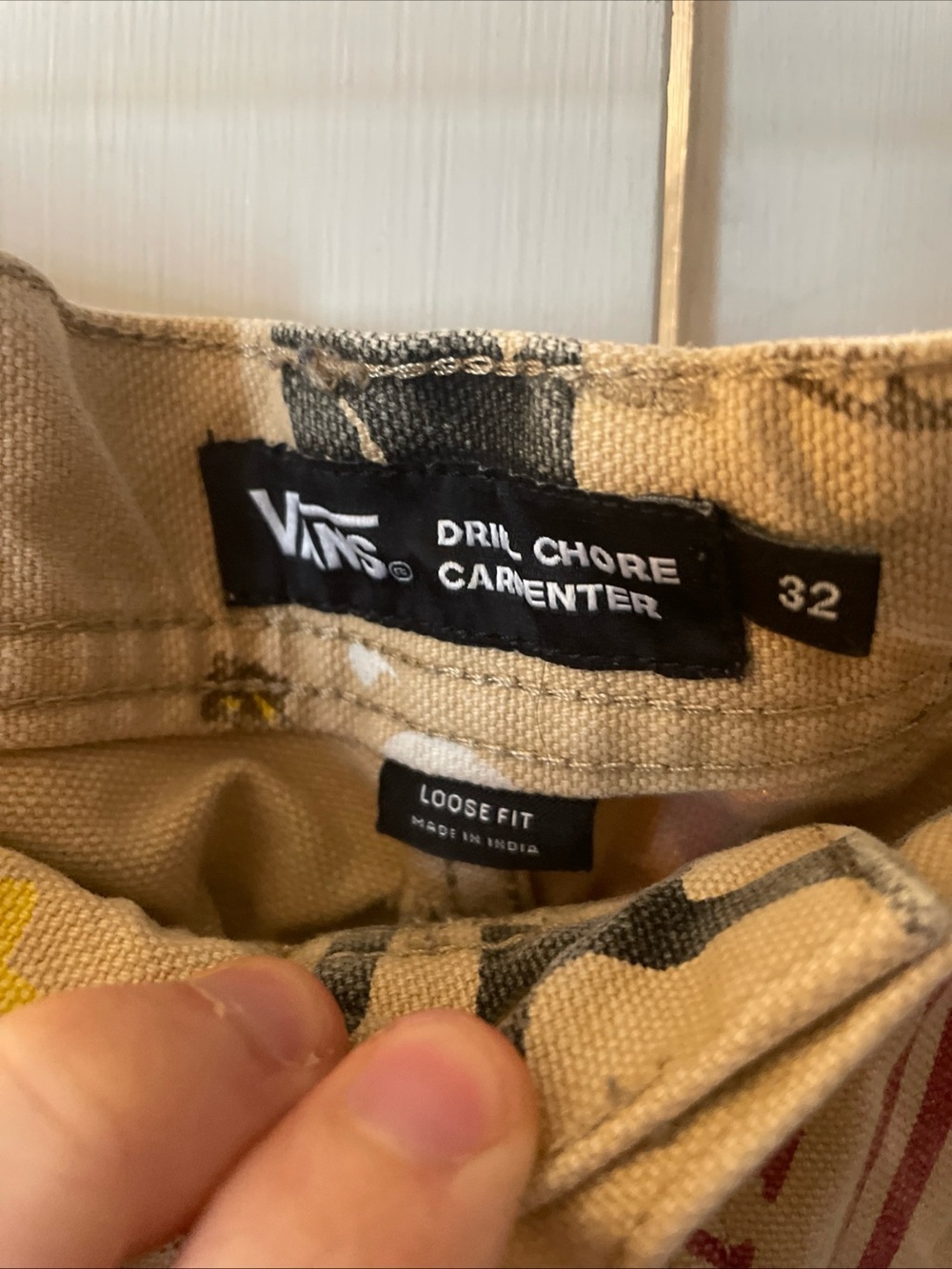 VANS Loose Fit Drill Chore Carpenter Pants All Over Print Canvas 32in X 32in - Picture 2 of 6